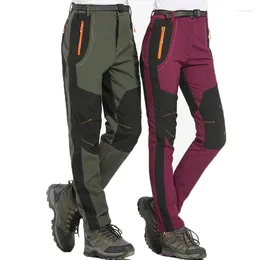 Pantalon Femme Épais Chaud Polaire Soft Shell Femmes Extérieur Hommes Imperméable Coupe-Vent Randonnée Trekking Pêche Camping Escalade Pantalon 5XL