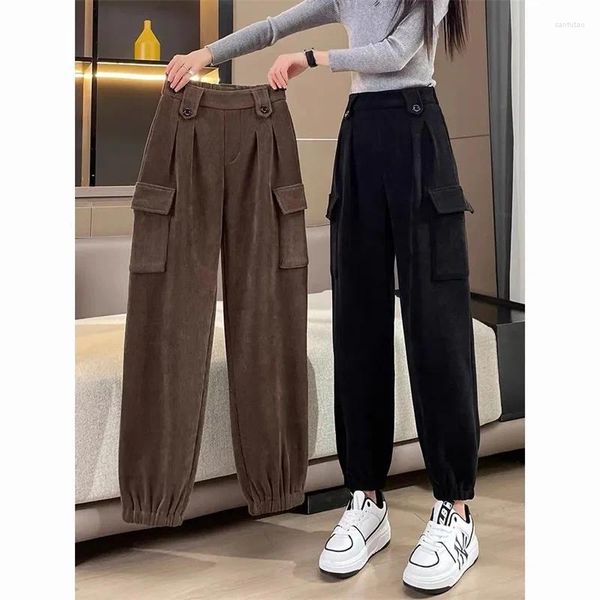 Frauen Hosen Verdicken Sport Overalls Frauen Herbst Winter Rettich Harem Pants2024 Cord Hosen Hohe Qualität Mode Lässig Damen