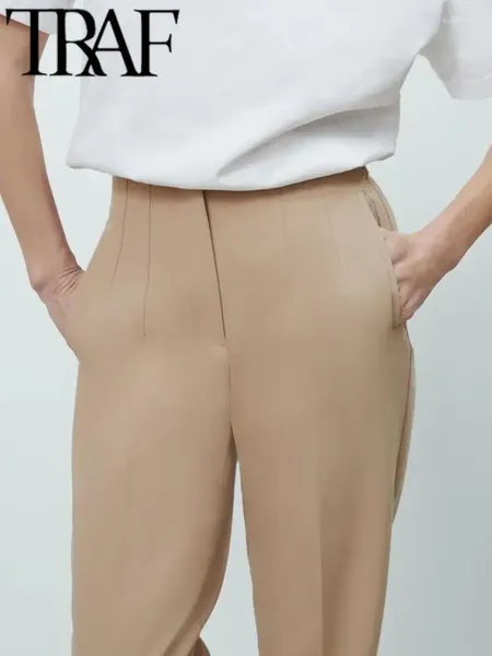 Pantalones para mujer TRAF Mujeres Moda Damas Use Quiet LuxuryOld Dinero Estilo Otoño Versátil Ropa Cónica Oficina Streetwear