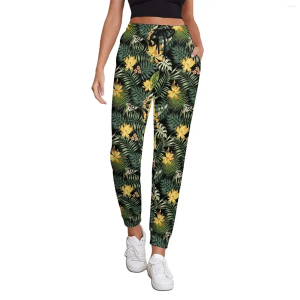 Pantalon femme Tropical Floral Baggy femme fleurs de minuit maison Joggers printemps graphique Harajuku pantalon surdimensionné cadeau d'anniversaire