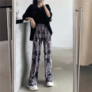 Trouwenbroeken voor vrouwen voor vrouwen Wijd been Kleding Baggy elastische taille Lang losse Koreaanse Fashion Blacks Summer Casual G Vintage