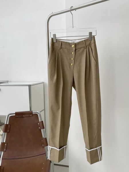 Pantalones de mujer Pantalones cintura alta pliegue versión cónica tipo modificación pierna y moda delgada todo verano 2024