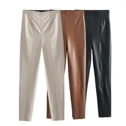 Pantalones de mujer UETEEY Leggings Pu cuero cintura alta ropa de invierno mujer mujeres ropa de lujo comentarios coreanos muchos pantalones