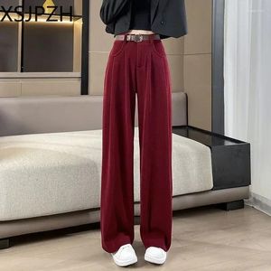 Pantalon pour femmes ultra-fine strip coton velours large-leg femmes 2024 automne hiver-taille haute la longueur de mode de la mode de la mode