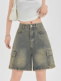 Pantalones de mujeres Versátiles de moda estadounidense Y2K Denim shorts Women Style Coreano Jeans High Street 2024 Summer Chic Streetwear