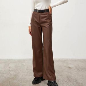 Pantalon Femme Polyvalent Style Western Taille Élastique Cuir Pour Femme Design Décontracté Mince Haut