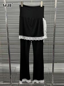 Damesbroek VGH effen patchwork kant casual voor dames hoge taille minimalistische afslankende rechte vrouwelijke mode-stijl kleding