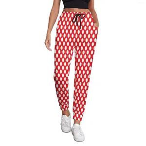 Pantalon femme Vintage 80S rouge et blanc à pois décontracté grande taille pantalons de survêtement printemps femmes Design pantalon de Style de rue