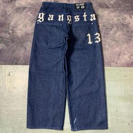 Damesbroeken Vintage Blue Distressed Personality Jeans Y2K Baggy Hjgh Tailleed Classic Straight Retro Street Boyfriend Style Trousers