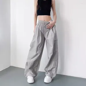 Pantalon féminin cargo vintage femmes pantalon de poche gris clair