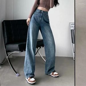 Pantalon féminin Vintage Chic Womens Denim Ligne large Long Pantalon Loose Fit Jean 2024 Fashion
