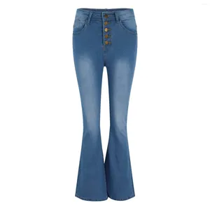 Damesbroeken Vintage jeans Hoge taille Afslankende broek Stretch Flare broek Elastisch Street Slim Fit Denim Casual