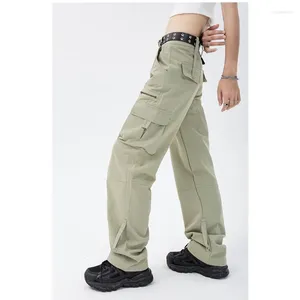 Pantalon féminin Vintage Green Light Sauthoue jeans pantalon de mode Hip Hop High Wide jambe Casual Cargo Streetwear Straightwear