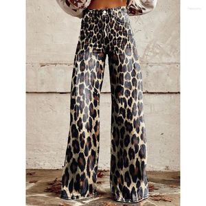 Damesbroek Vintage Western Cowboy Wild Print Casual Wide Been Sexy Punk Trousers Blue Daisy Loose Flare Plussize