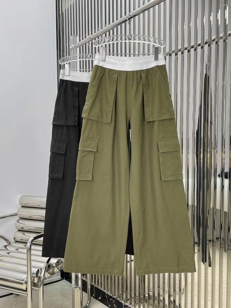 Pantalones de mujer con cintura, carga suelta, pierna alargada, tubo recto, tipo microplaca, muy bueno para controlar