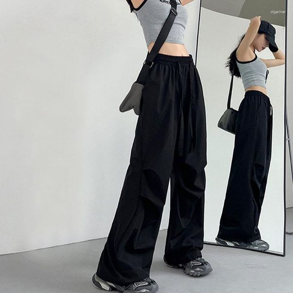 Pantalones para mujer WEIRDO Cargo Mujeres 2023 Casual Paracaídas Cintura alta Pantalones de chándal de secado rápido Pantalones de pierna ancha plisada suelta