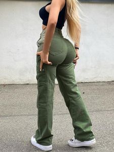 WeiYao – pantalon Cargo ample et droit pour femme, Streetwear décontracté, taille haute, Long, multi-poches, à la mode, Y2K, 2023