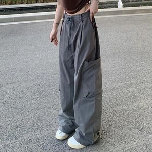 Damesbroek Wit Oversized Hoge Taille Baggy Vrouwen Zomer Casual Grote Zak Rechte Cargo Y2k Vintage Harajuku Wijde Pijpen Broek