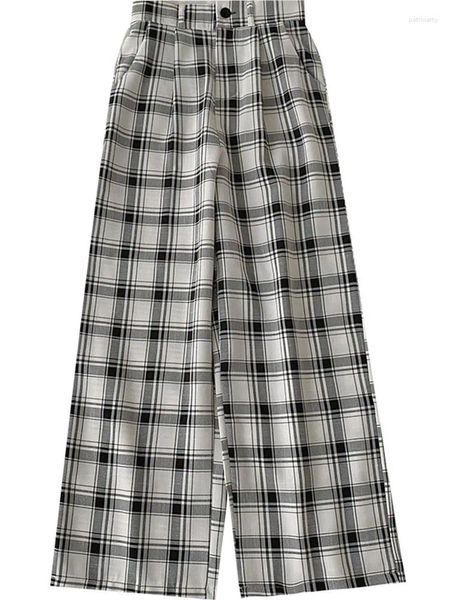 Pantalons pour femmes en gros 2023 printemps été mode décontractée longue femme femme OL jambe large Plaid Vy118