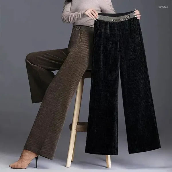 Damenhose Wicked Corduroy Wide-Leg Women Herbst/Winter 2024 High-Waist Loose Oversize Plus Velvet Thicke Warm Straight Pants