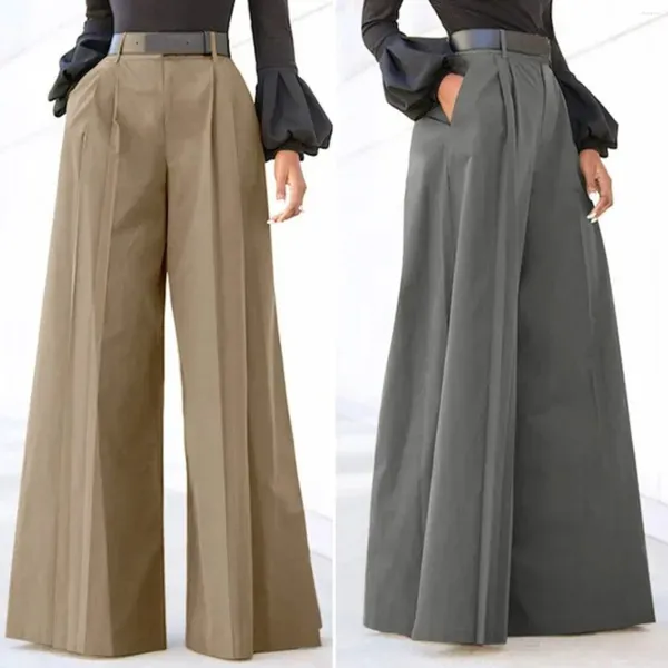 Pantalones de mujer pierna ancha para mujeres palazzo lino de algodón cómodos pantalones holgados con bolsillos pantalones para mujeres casuales casuales