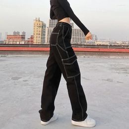 Pantalon pour femmes pantalon à jambes larges y2k printemps féminin streetwear technowear cargo coréen harajuku piste de parachute avec poches pantalons de survêtement