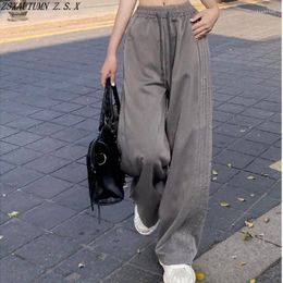 Pantalon féminin à jambes larges femmes coréen style taille haute été pantalon occasionnel sauvage