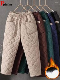 Frauen Hosen Winter Baggy Unten Baumwolle Harem Warme Elastische Hohe Taille Frauen Casual Schnee Tragen Dicke Knöchel-länge Solide hosen