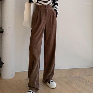 Pantalones de mujer de pana de invierno de cintura alta otoño ancho vintage pantalones de pierna Harajuku Casual suelta mujer ropa de calle recta