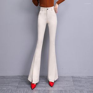 Pantalon femme hiver élégant femme laine Flare laine jambe large femme bureau dame travail femme ample taille haute pantalon