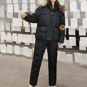 Pantalones de mujer ropa de esquí de Color sólido de invierno deportes de moda al aire libre conjunto de dos piezas a prueba de frío cálido grueso trajes para mujer