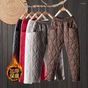 Pantalon femme hiver chaud Ultra-léger duvet de canard pantalon de survêtement élastique taille haute Baggy coton vêtements de neige basique pantalon droit