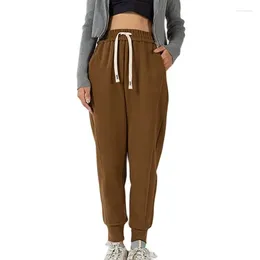 Pantalon femme femme décontracté streetwear coupe-vent lâche joggers femmes pantalons de survêtement gris taille haute plus velours épais confort simple basique tr
