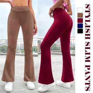 Pantalones para mujer Mujeres 2023 Vestido Ropa de verano Plus Terciopelo Moda coreana Espesar Cintura alta Slim Pierna ancha Pantalones oficiales