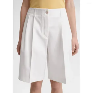 Pantalon féminin Femmes 2024 Summer Coton Cotton plissé pantalon à jambes droites