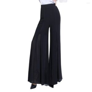 Pantalon Femme Femmes Noir Mousseline de soie taille haute jambe large longue jupe-culotte décontractée douce mince été baggy pantalon danse culotte s à 4xl 5801