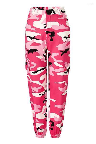 Pantalones de mujer Camuflaje Casual Rosa Cargo Cintura alta Pantalones sueltos Denim Algodón Harem Mujer