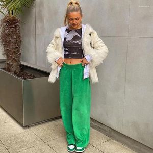 Pantalones para mujer Mujeres Casual Otoño Deportes Deportes de gran tamaño Cintura alta 2024 Y2K Vintage Moda Pantalones Grunk 90s Estética Verde Pierna ancha suelta