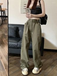 Pantalones de mujer Mujer Casual Baggy Pantalones de chándal de pierna ancha Moda Vintage Chic Sólido Cordón Pantalones Y2K Suelto Streetwear Joggers Cargo