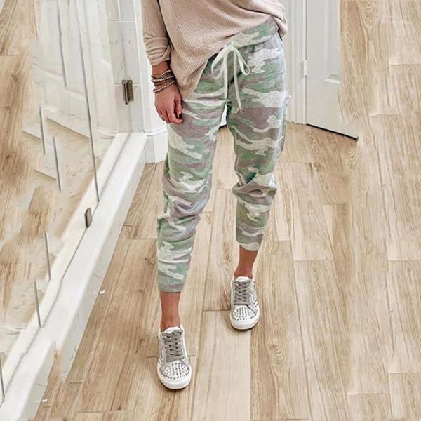 Pantalones para mujer Mujeres Casual Media cintura Camuflaje Verano Bolsillo suelto Recto Elástico BuLift Pantalón para entrenamiento Fitness Legging Mujer