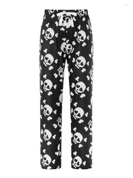 Pantalones para mujer Mujeres Navidad Cráneo Impresión Pijama Cintura Elástica Esqueleto Largo Salón Recto Fondos Ropa de dormir