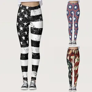 Pantalon féminin Femmes Color American Custom USA Leggings Running Flag Patriotic for Yoga