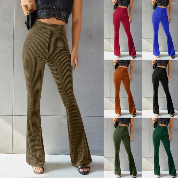 Pantalones de mujeres Pólico Mujeres Slim Ajuste delgado de la cintura alta pantalones de pierna ancha