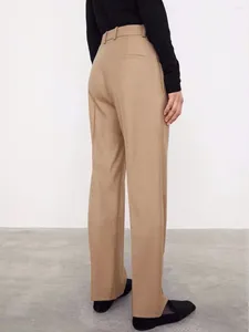 Pantalon féminin Fashion Fashion Flannel Suit Automne et Hiver Ladies Casual Office Wear Wear pantalon avec des poches Vêtements féminins