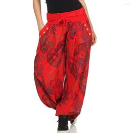 Pantalon femme femme Harem Style bohème cheville attaché Paisley imprimé taille basse poches Baggy pantalon Streetwear été 2023