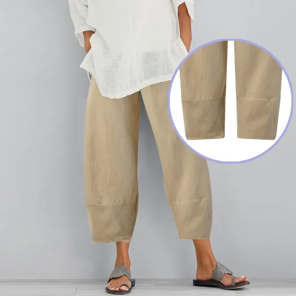 Pantalons pour femmes femmes randonnée femme quotidien décontracté couleur unie poches latérales sur la hanche taille élastique dames sept Points vêtements d'été