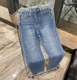 Pantalon féminin Jeans Femme Master Quality Desinger Row Jean pour Streetwear Blue Winter Ladies