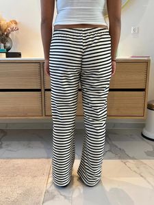 Pantalon femme ample rayé pyjama cordon taille élastique pantalon salon Joggers Yoga bas pantalon de survêtement décontracté