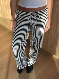 Pantalon féminin Femmes Loose à rayures Pyjama DrawString élastique Taileux Lounge Joggers Yoga Bottoms Papant de survêtement décontracté