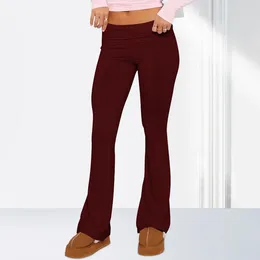 Pantalons pour femmes femmes taille basse contrôle du ventre cloche bas couleur unie bootcut leggings pantalons à jambes larges entraînement
